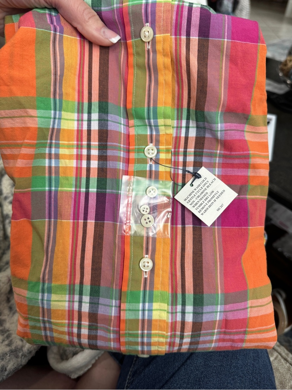NEW XL Ralph Lauren Men’s Orange Pink Plaid Button-Down Custom fit Shirt - Picture 10 of 11